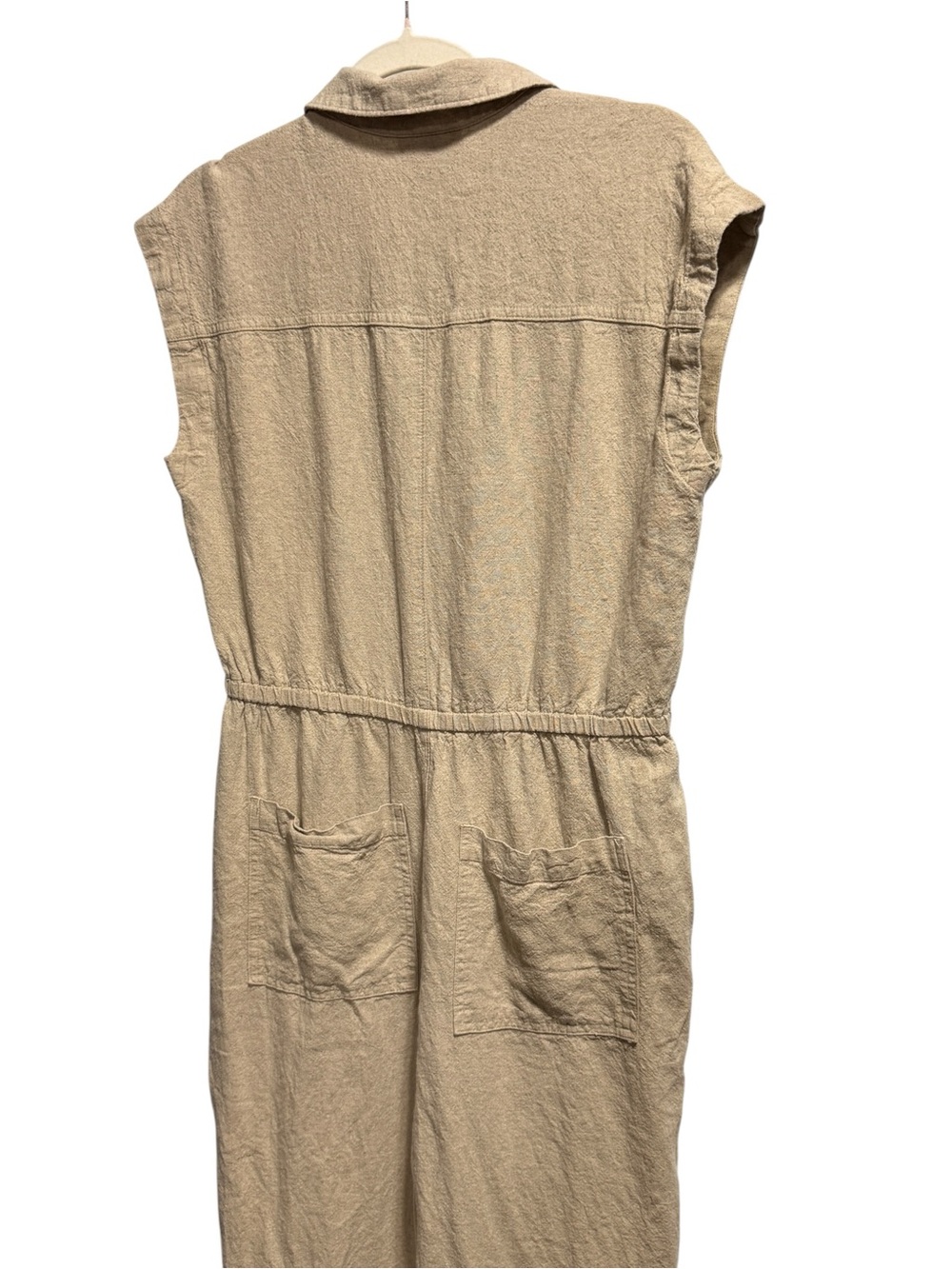 Universal Thread Linen Blend Utility Jumpsuit Size 10 Drawstring Waist Button - Picture 6 of 13